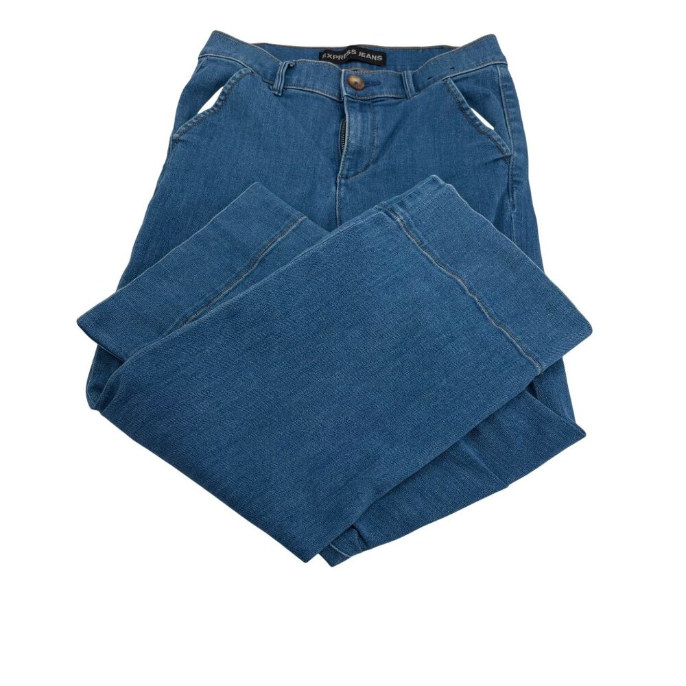 Express Jeans‎ Womens 4R Mid-Rise Blue Denim Wide Leg